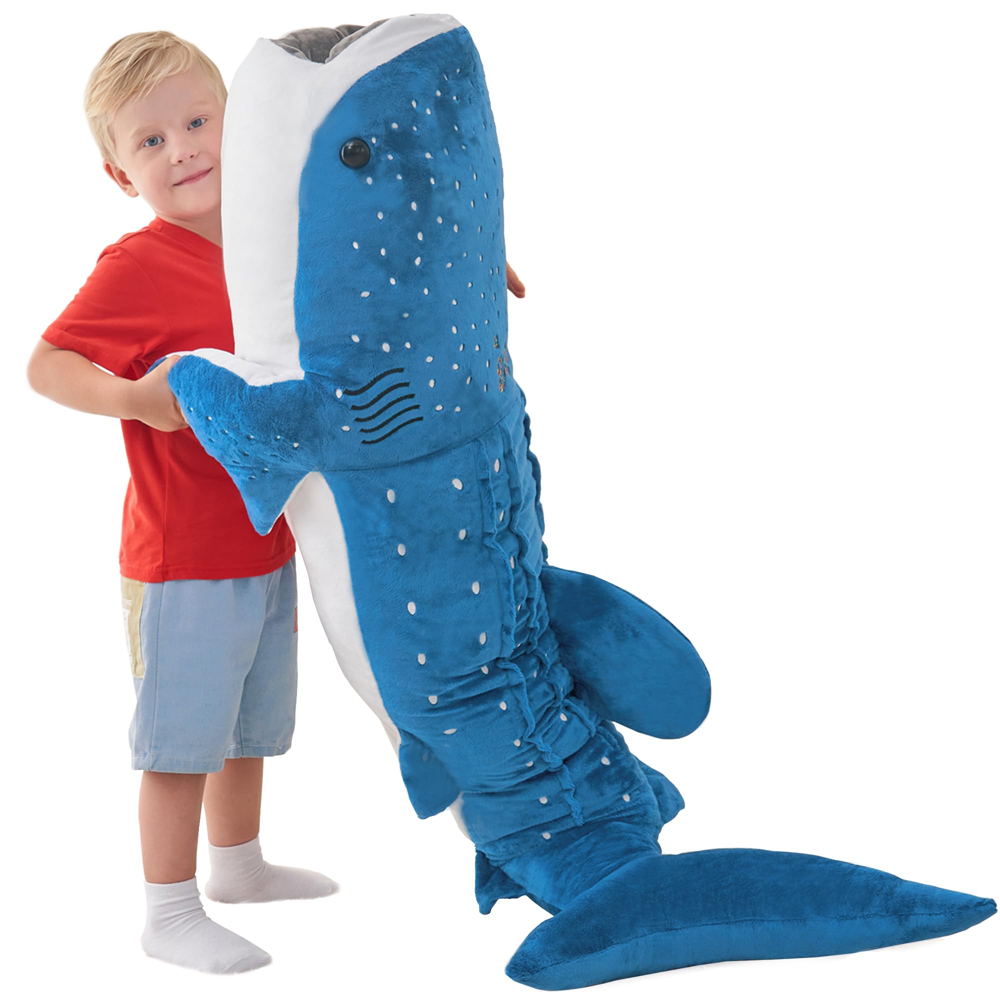 Mukouxun 48inch Whale Shark Stuffed Animal Giant Whale Shark Plush Pillow Toy Realistic Big Whale Shark Stuffed Animals Plush Hu