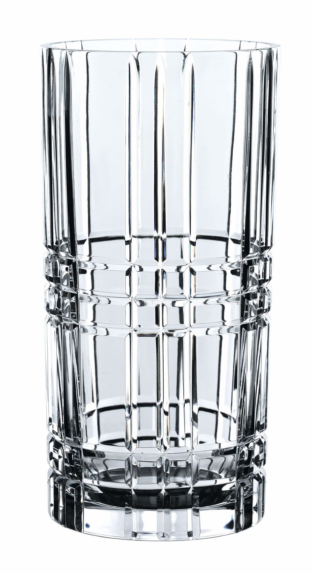 Nachtmann Square Collection, 11'' Glass Vase, Modern Geometric Design, Bavarian Crystal, Clear, Dishwasher Safe