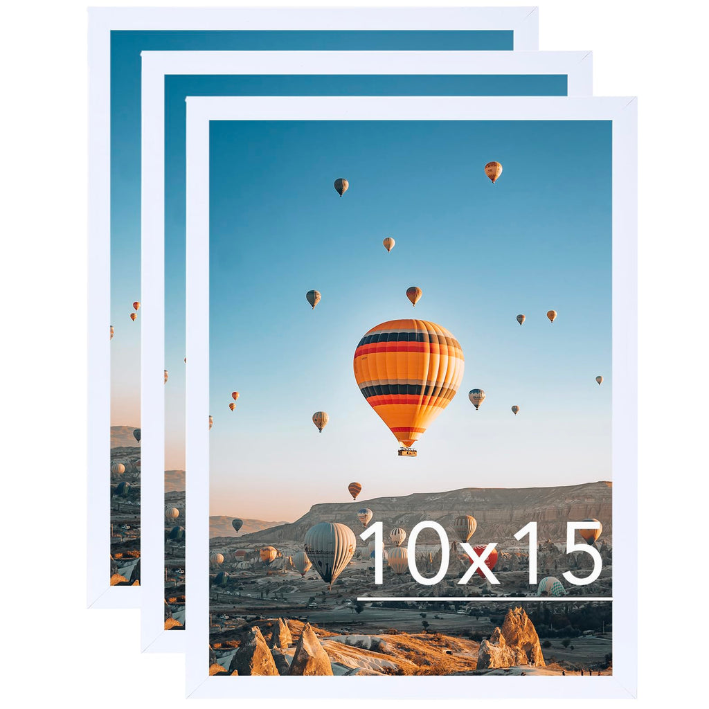 JCJMY 10x15 White Picture Frame Set of 3, Horizontal and Vertical Formats for Wall Hanging, 10 x 15 Wall Gallery Poster Photo Fr