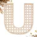 Wooden Rattan Letters 8 inch Wood Letters U for Wall Decor Crafts Boho Nursery Decor for Baby Shower Wedding Bedroom Name Signs 