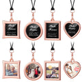 Hicarer 4 Pcs Car Rearview Mirror Hanging Ornament Picture Photo Keychain Frame Metal Locket with 4 Pcs Wax Rope