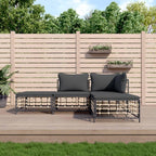 vidaXL 4-Piece Outdoor Patio Lounge Set - Anthracite Poly Rattan with Dark Gray Cushions for Garden, Terrace, Deck