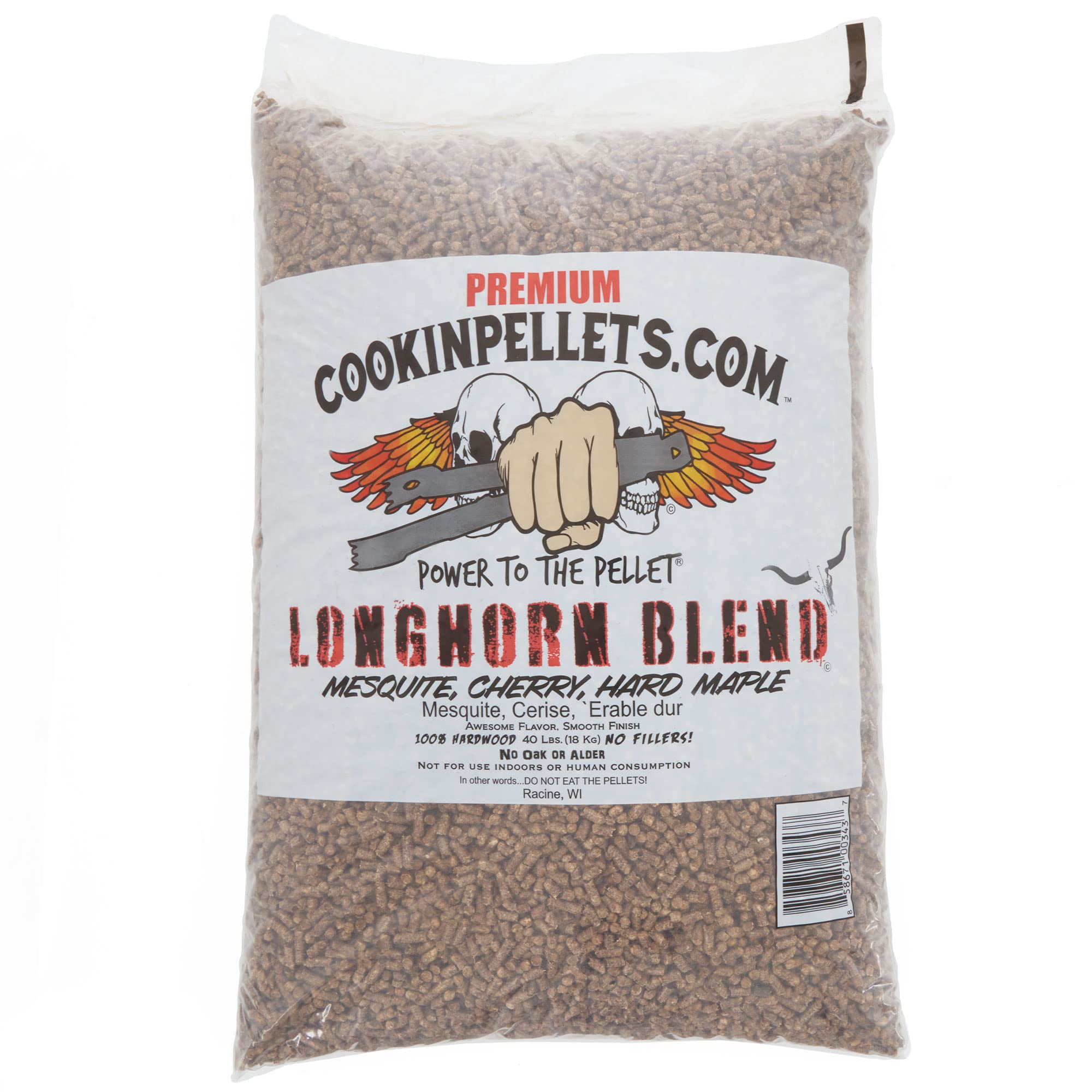 Cookinpellets Longhorn Blend Mesquite, Cherry, & Hard Maple Bbq Grill Wood Pellets For Pellet Grill & Pellet Smoker, 40 Lb Bag