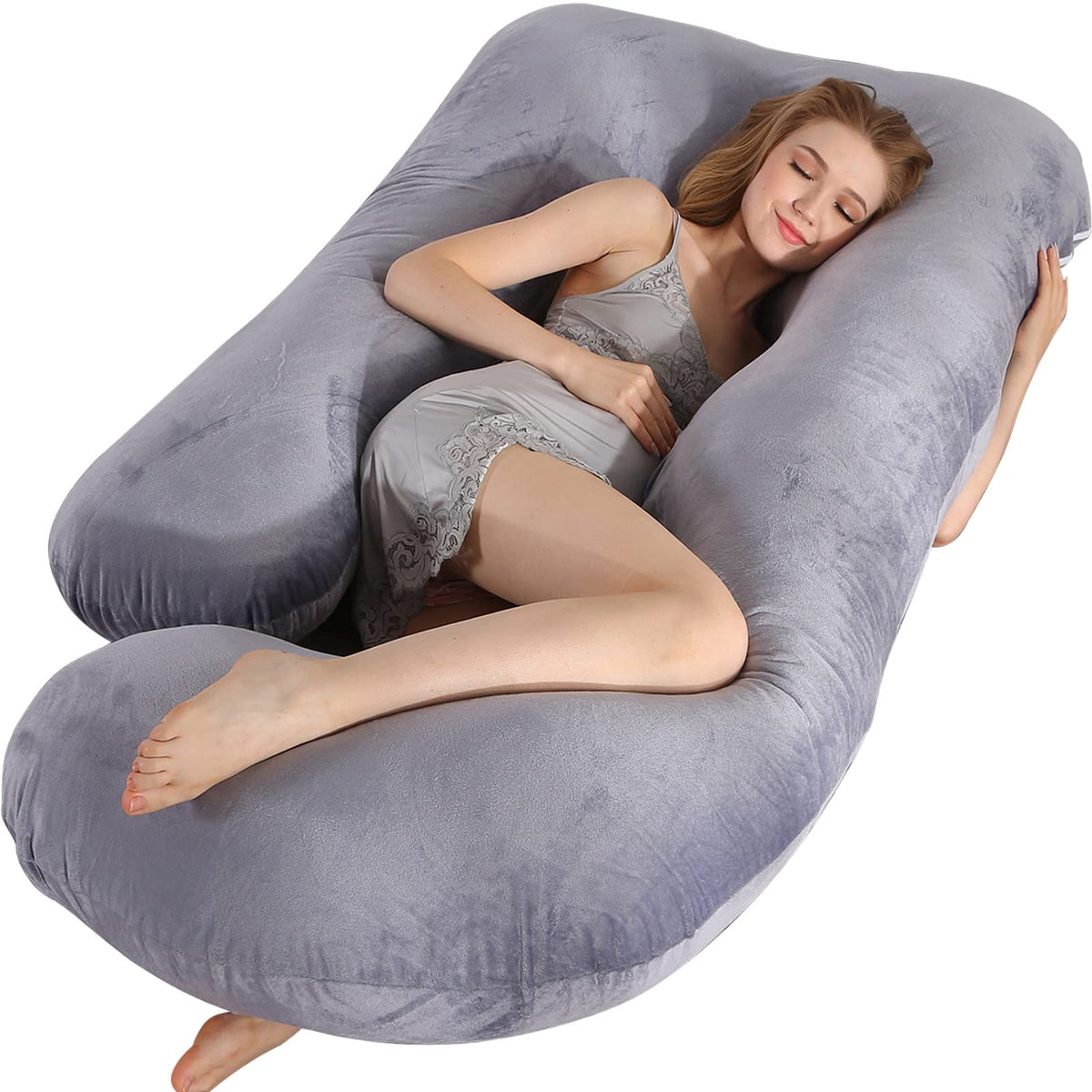 Battop Pregnancy Pillow For Sleeping,Full Body Maternity Pillow With Removable Washable Cover,Support For Back,Hips,Legs,Belly F
