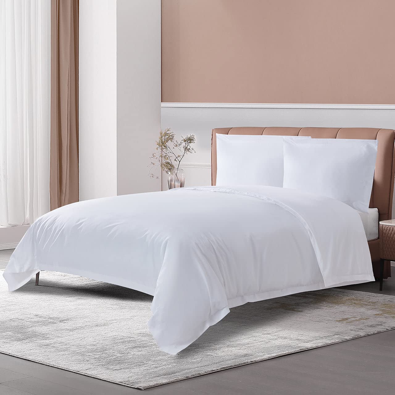 The Cotton & Silk 100% Luxury Long-Staple Cotton Duvet Cover Set - Soft & Breathable, Queen Size, White (1 Duvet Cover With Corn