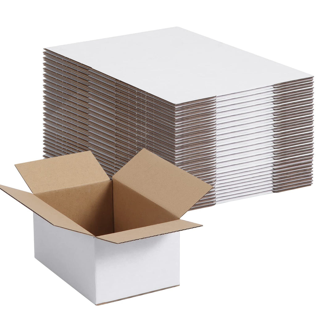 Spepla Shipping Boxes 6X4X3 Set Of 40, White Corrugated Cardboard Box For Mailing Business Packaging