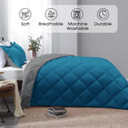 Basic Beyond Queen Comforter Set - Blue Comforter Set Queen, Reversible Bed Comforter Queen Set For All Seasons, Algiers Blue/Charcoal Gray, 1 Comforter (88'X92') And 2 Pillow Shams (20'X26'+2')