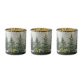 Pine Tree Mercury Glass Votive Christmas Candle Holders - 3' - Set of 3