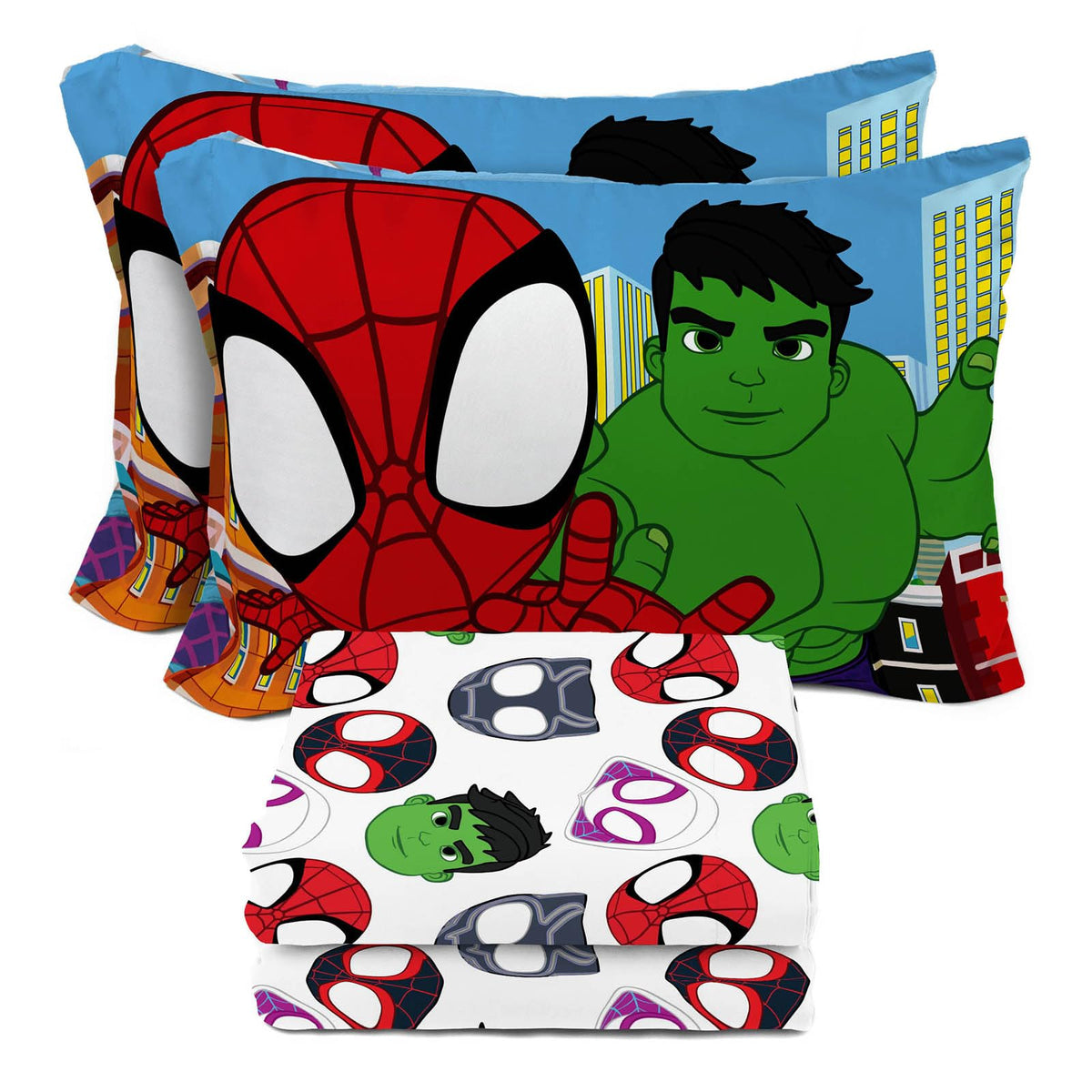 Sunny Side Up Spidey & His Amazing Friends Full Sheet Set - 4 Piece Kids Bedding Set Includes Pillow Cover - Super Soft Superher