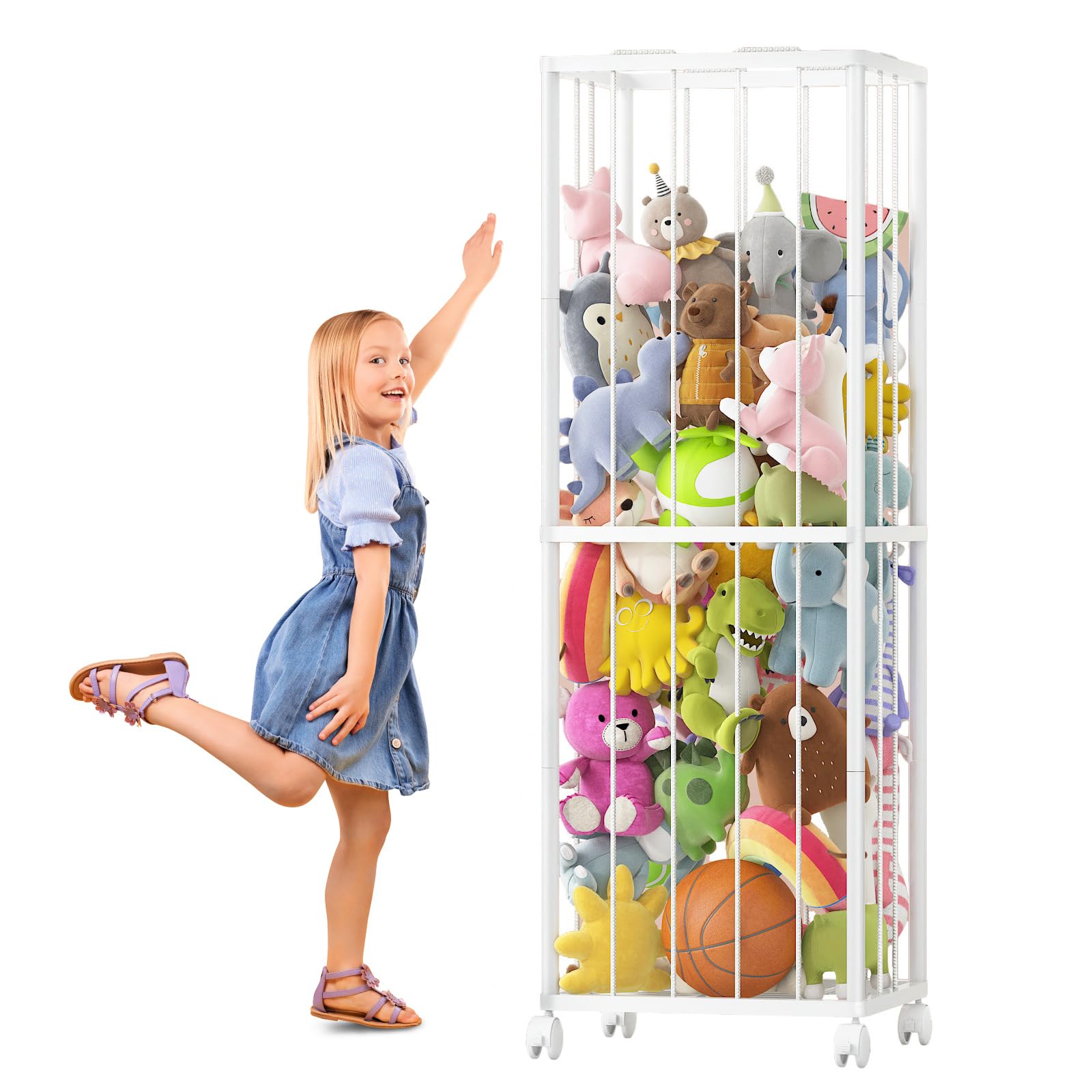 Fixwal Stuffed Animal Storage Zoo Metal Tube Extra Large Plushies Storage Stuffed Animals Holder Kids Toy Organizers and Storage