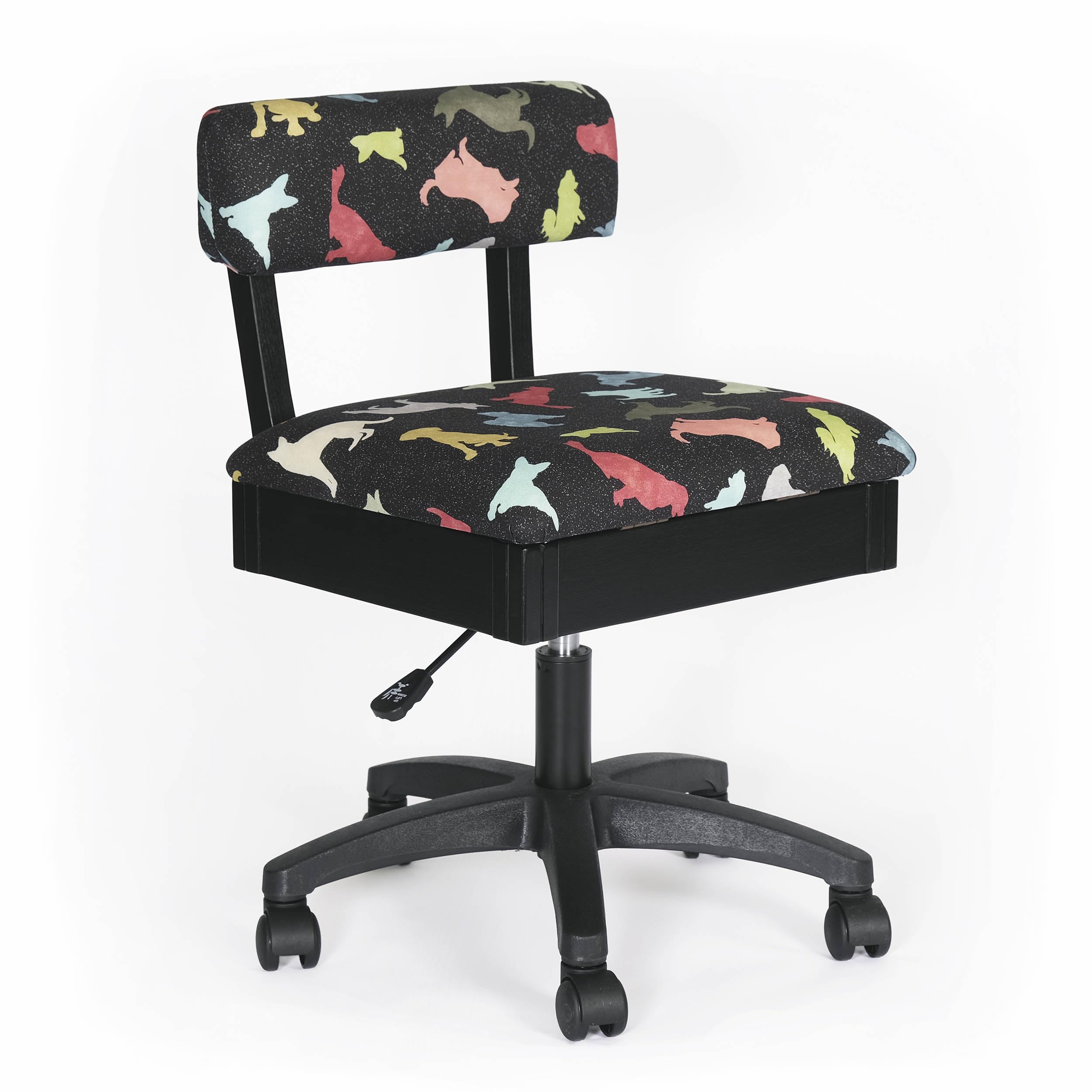 Arrow Sewing Hdog Adjustable Height Hydraulic Sewing And Craft Chair With Under Seat Storage And Printed Fabric, Good Dog Print