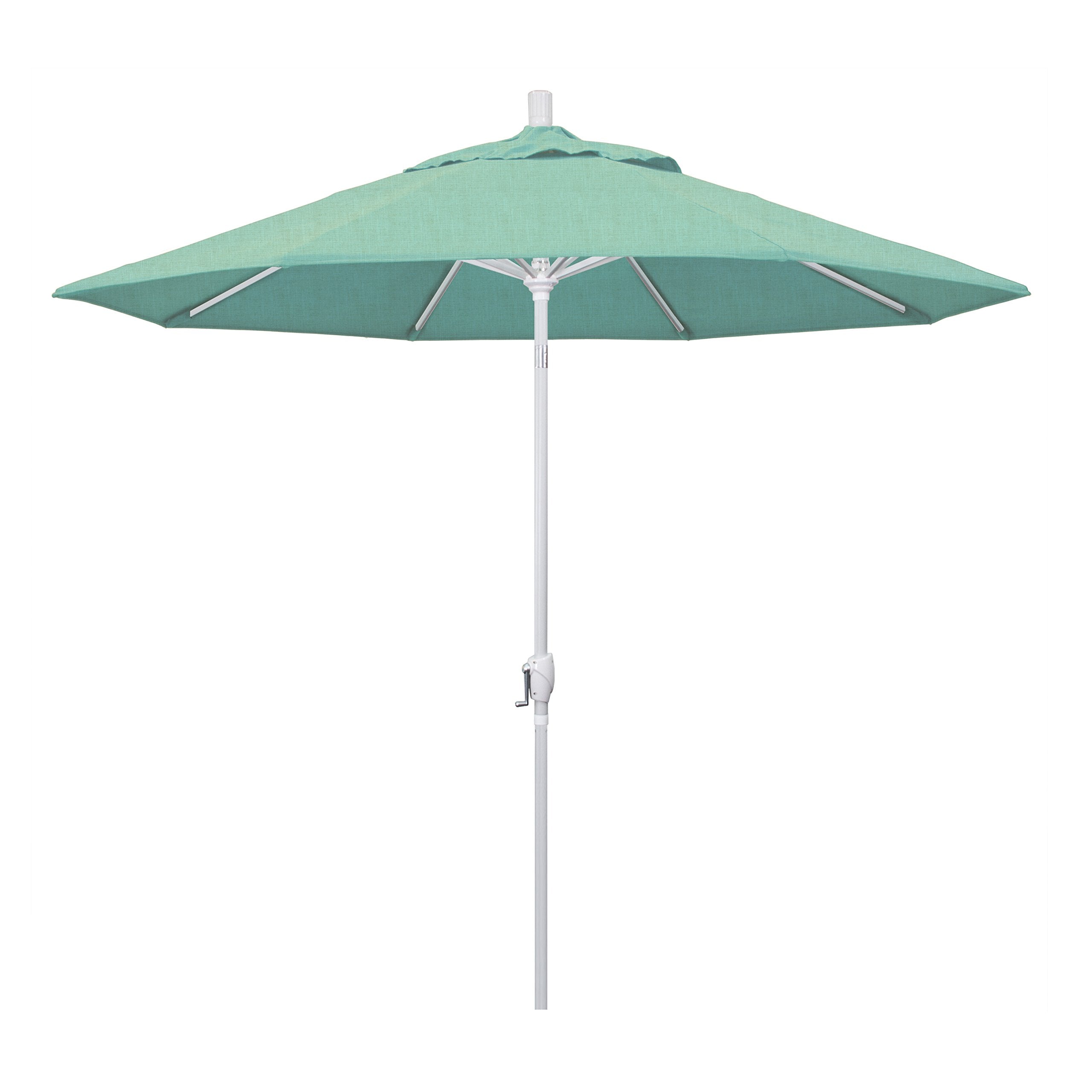California Umbrella Gspt908170-48020 9' Round Aluminum Market, Crank Lift, Push Button Tilt, White Pole, Sunbrella Spectrum Mist