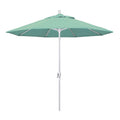California Umbrella Gspt908170-48020 9' Round Aluminum Market, Crank Lift, Push Button Tilt, White Pole, Sunbrella Spectrum Mist