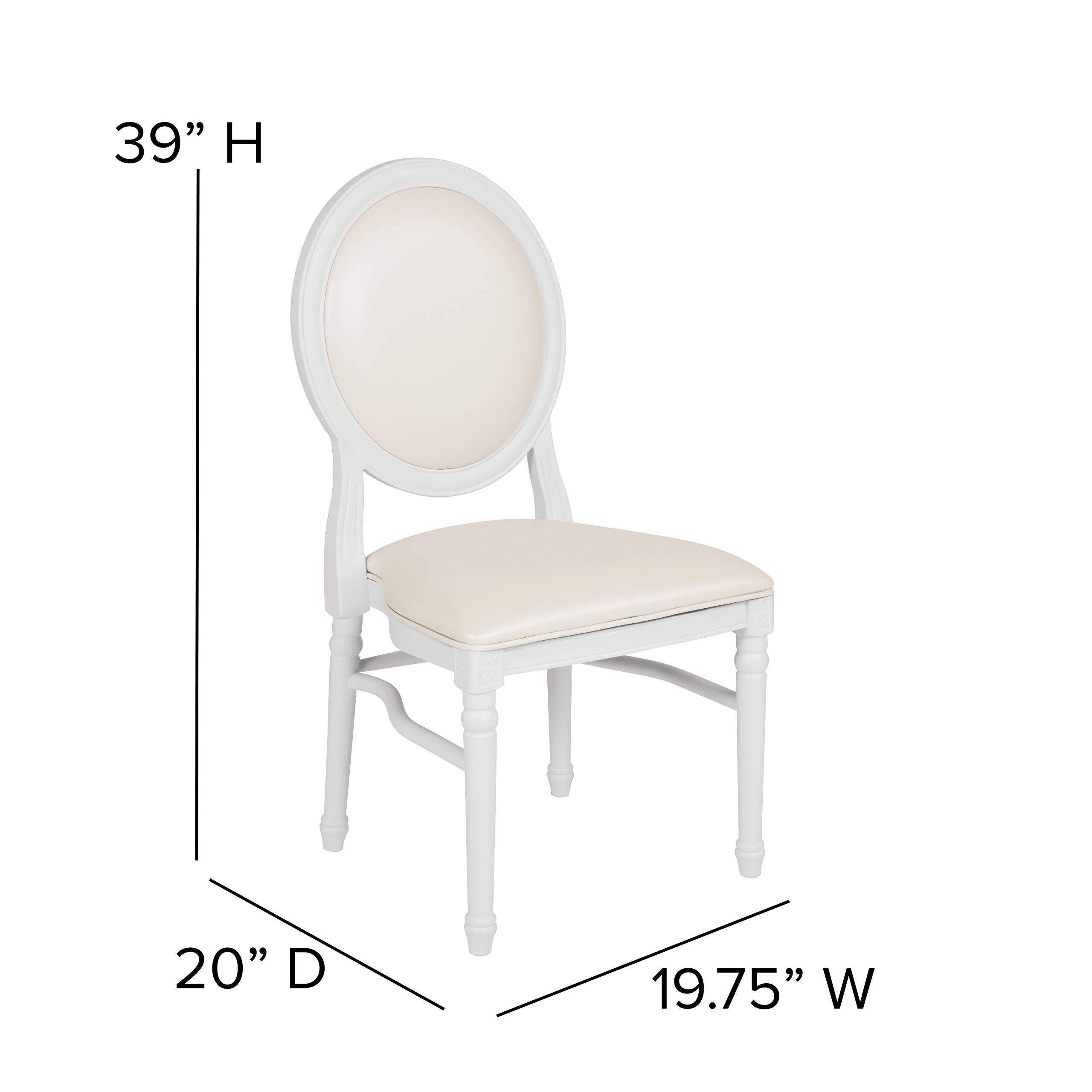 Flash Furniture Hercules Series 900 Lb. Capacity King Louis Chair With White Vinyl Back And Seat And White Frame