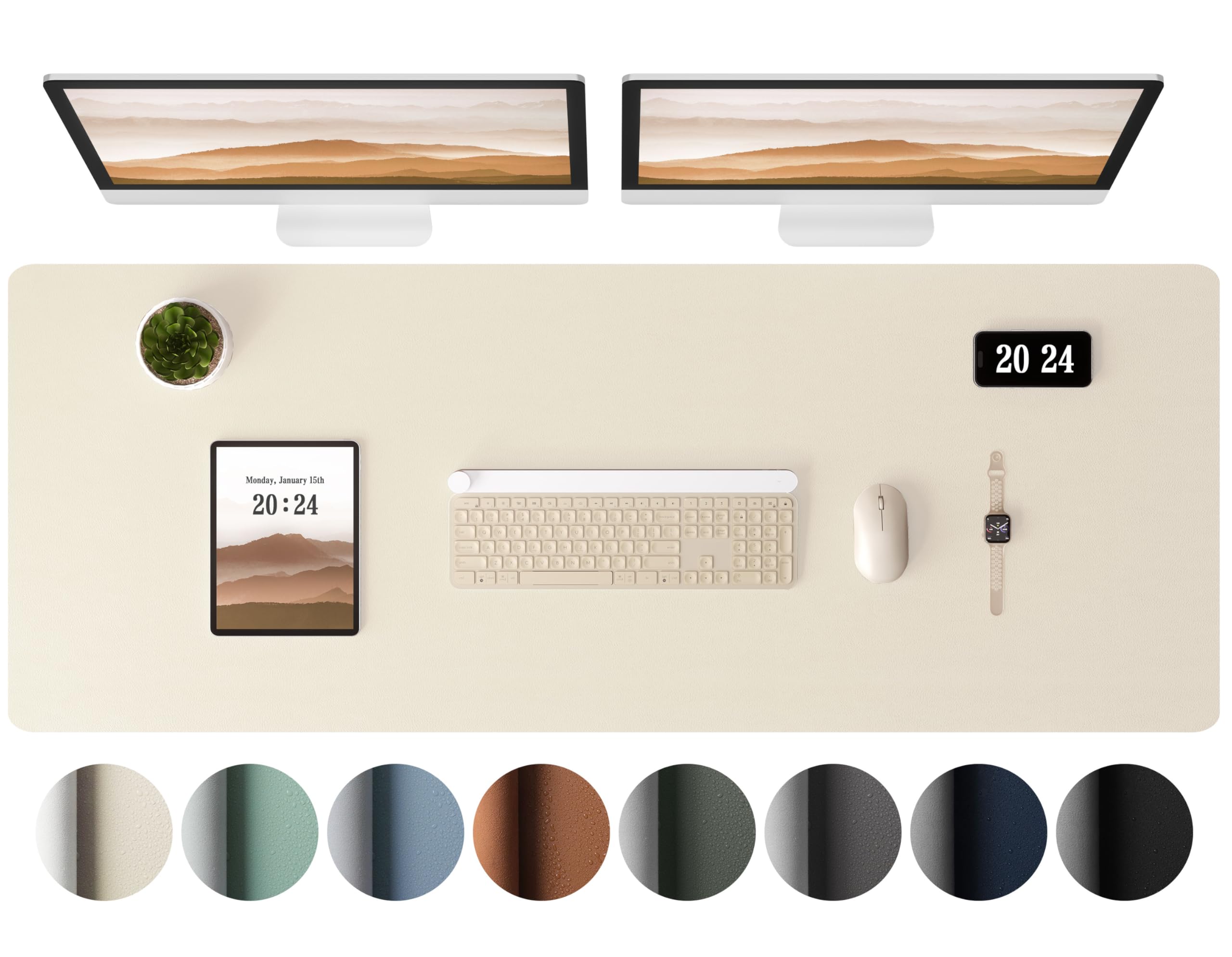 Aothia Leather Desk Pad Protector, Office Mat, Large Mouse Pad, Laptop Pad, Non-Slip Pu Leather Blotter, Waterproof Writing Pad