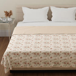 Huesland 100% Cotton Reversible Dohar Single Bed Cotton | Soft Cambric Weave, All Weather Light Ac Blanket | 56 X 89 Inches, Flo