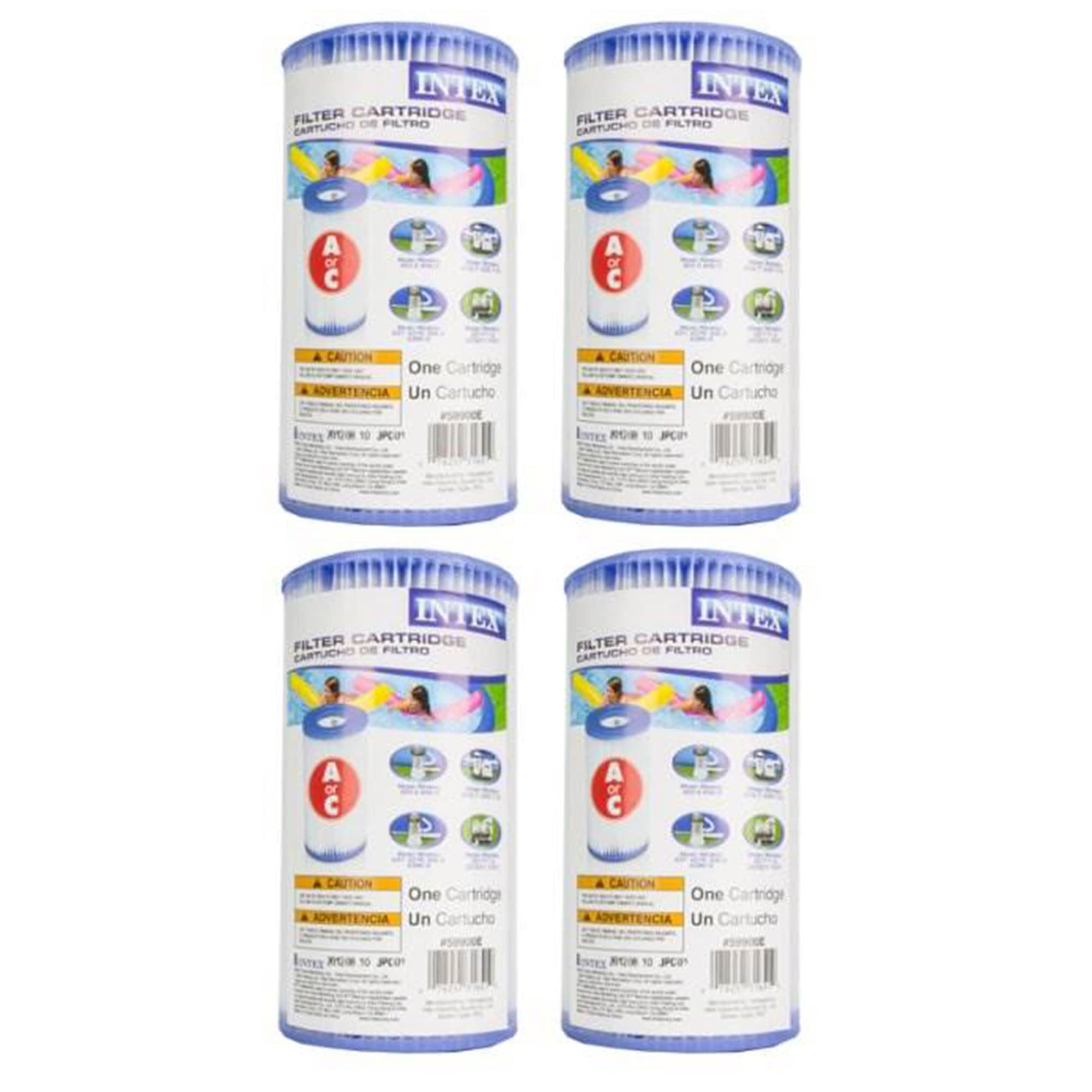 Intex 29000E 8' X 4.25' Type A Easy Set Above Ground Pool Replacement Filter Cartridge Or Similar Brand Pool Pumps, (4 Pack)