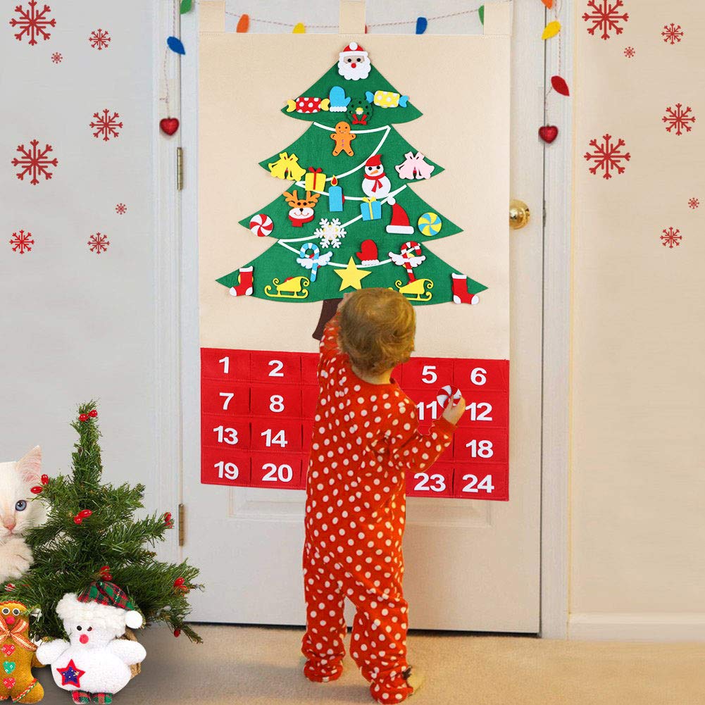 Ourwarm Christmas Advent Calendar 2023, 24 Days Countdown Calendar With 24Pcs Detachable Ornaments For Home Classroom Handmade D