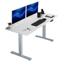 VIVO Electric Dry Erase 60 x 24 in Standing Desk, Memory Height Adjustment, 1B Series, Holds 220 lbs, Whiteboard Top Gray Frame,
