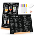 Kivsty Tabletop Chalkboard - 2 Pack Double Sided 8x12 Inch Signs, Black MDF with Beech Stand for Coffee Bar & Party Decor