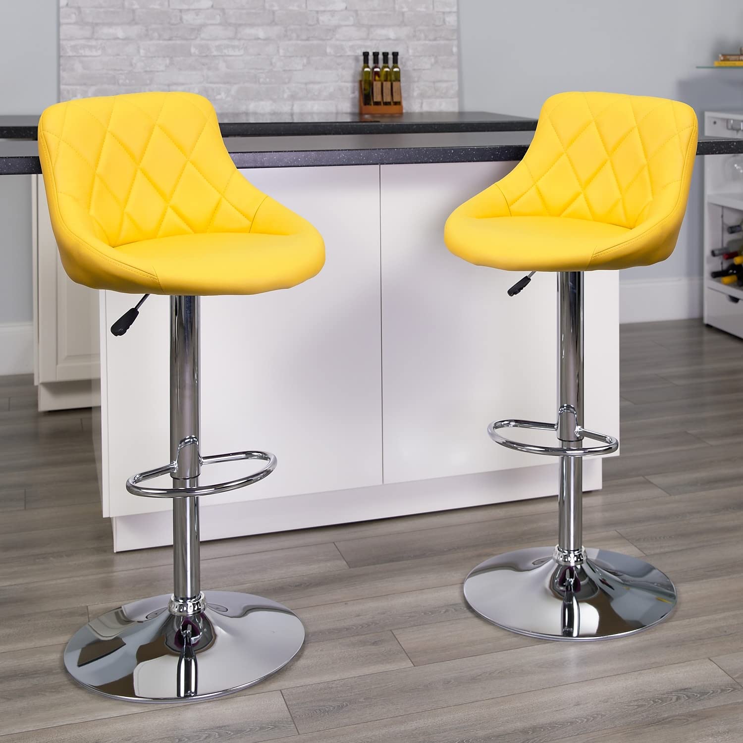 Flash Furniture Bucket Seat Adjustable Height Barstool Yellow