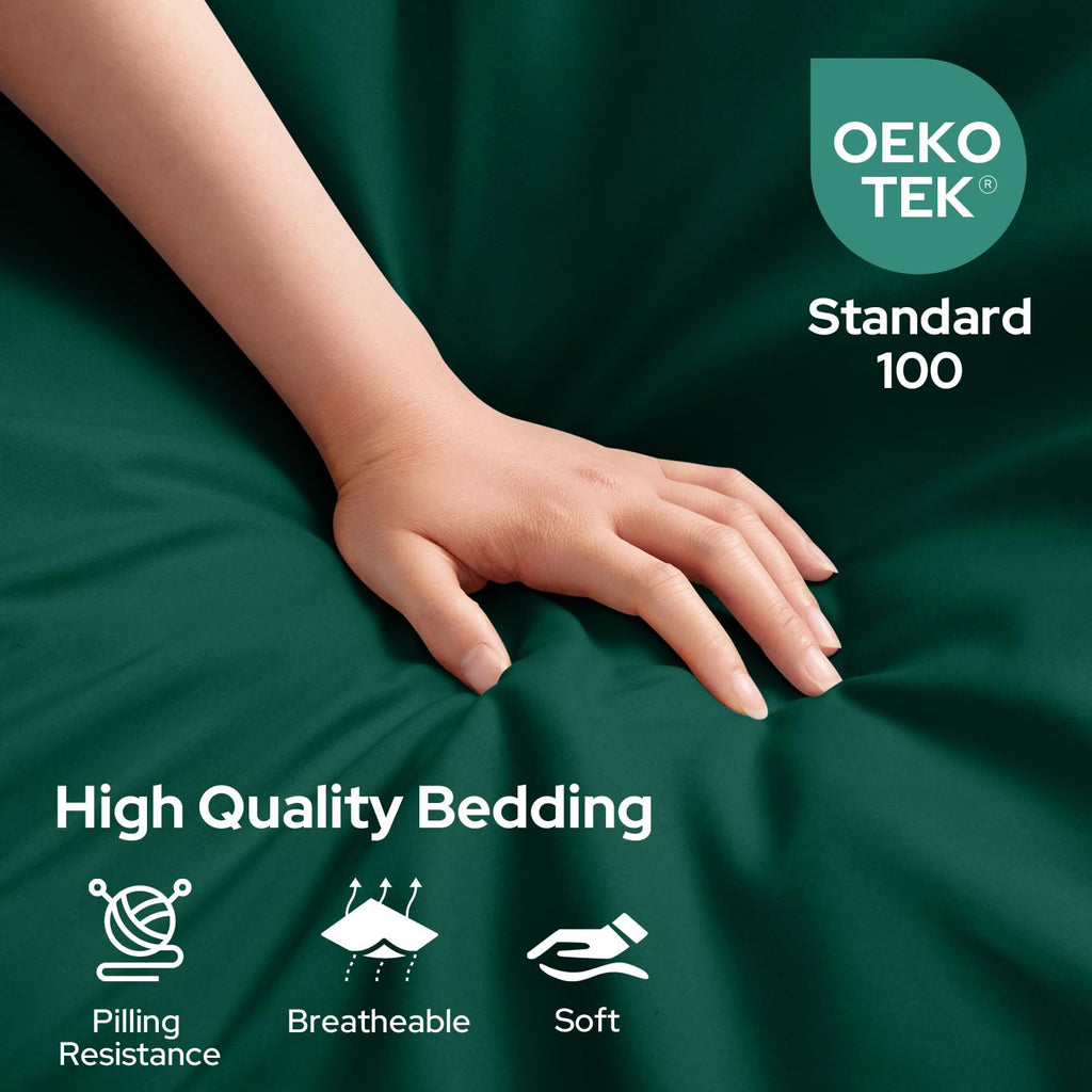 Homeideas Full Size Bed Sheets - 6 Piece Set (Dark Green) - Extra Soft Brushed Microfiber 1800 Bedding Sheets, Deep Pocket, Wrinkle & Fade Free