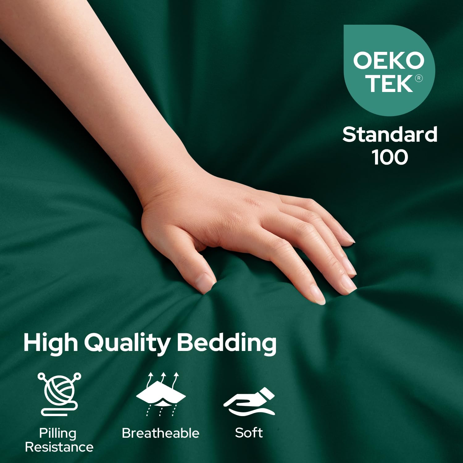 Homeideas King Size Bed Sheets - 6 Piece Set (Dark Green) - Extra Soft Brushed Microfiber 1800 Bedding Sheets, Deep Pocket, Wrinkle & Fade Free