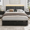 Furnulem Queen Bed Frame with Storage, Upholstered Bed Frame Queen Size with LED Light,USB Charging Station,Platform Bedframe wi