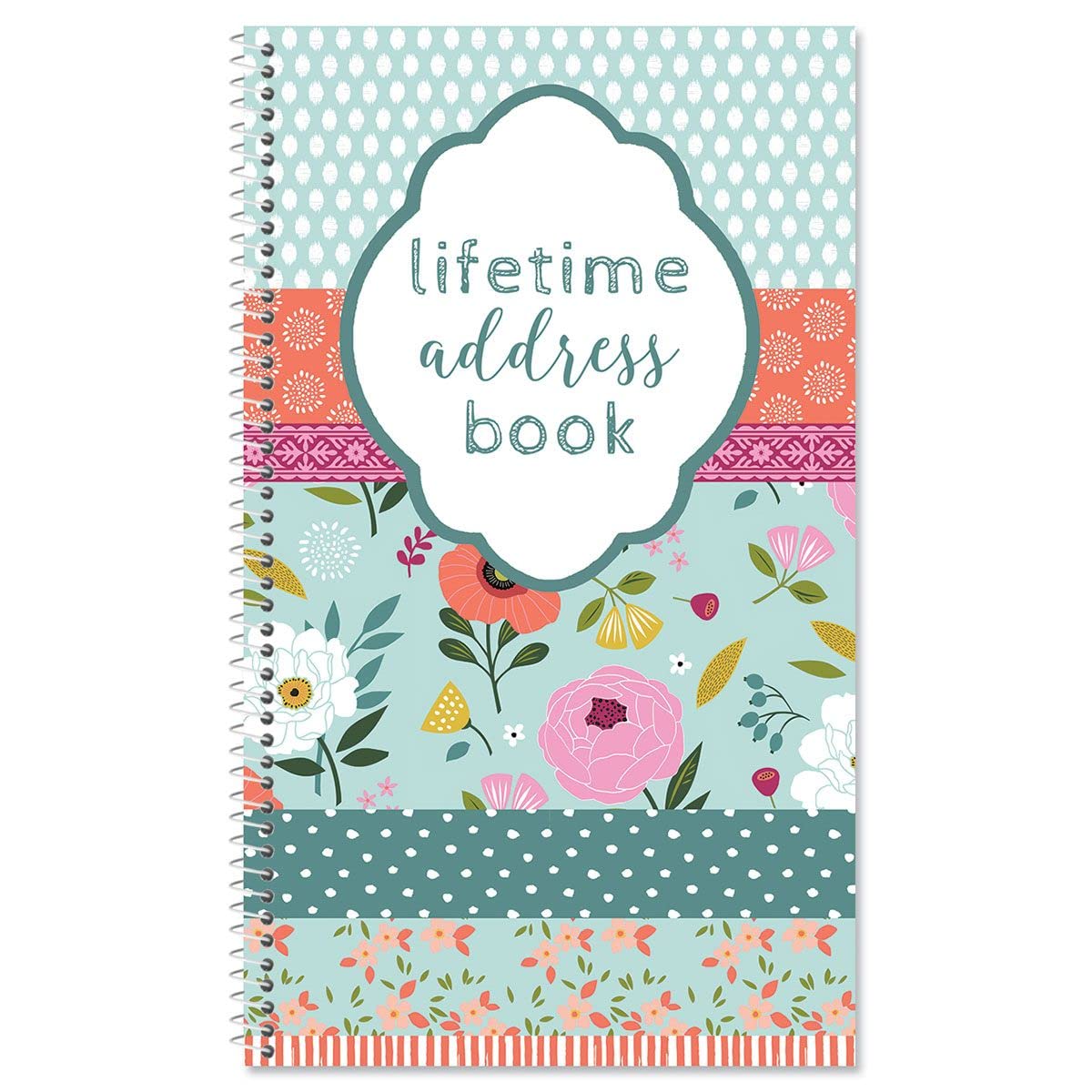 Current Chic Blooms Address Book - 94 Pages; Small 5' X 8-1/2' Size For Purse Or Office, Spiral Bound Soft Cover Organizer For