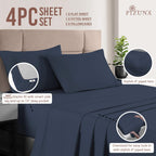 Pizuna Pure 100% Cotton Sheets Full Size, Luxurious 400 Thread Count Long Staple Cotton Sateen Sheets Full With 15'' Deep Pocket
