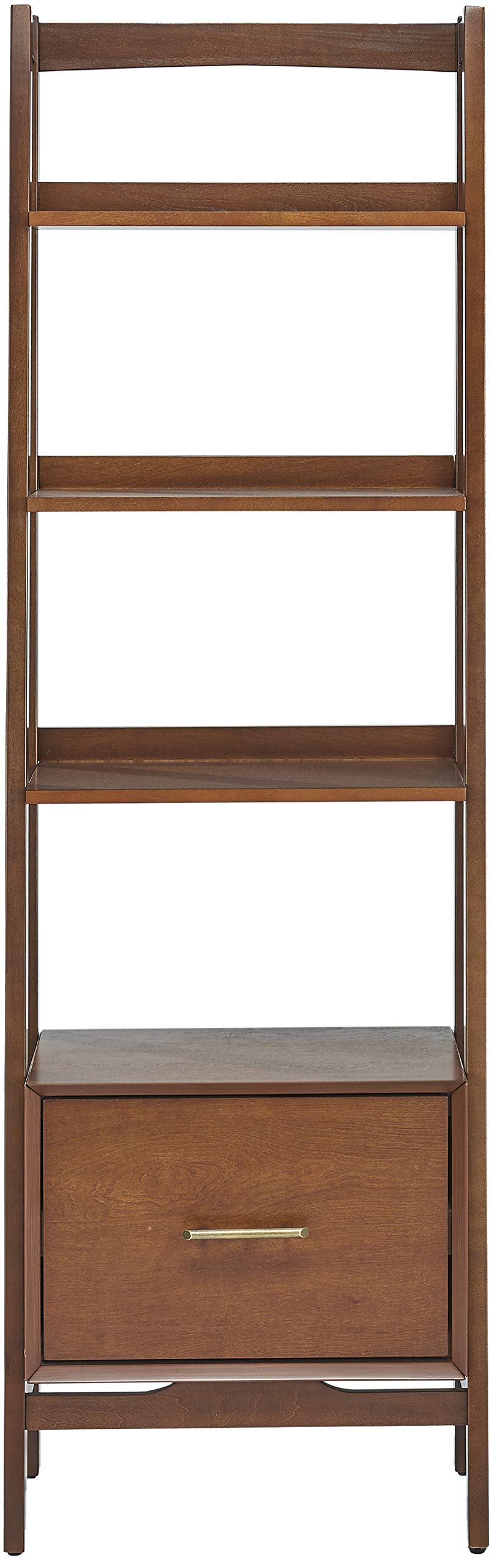 Crosley Furniture Landon Small Bookshelf Etagere, Bookcase Storage With Shelves And File Drawer, Mahogany