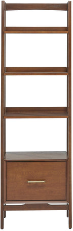 Crosley Furniture Landon Small Bookshelf Etagere, Bookcase Storage With Shelves And File Drawer, Mahogany