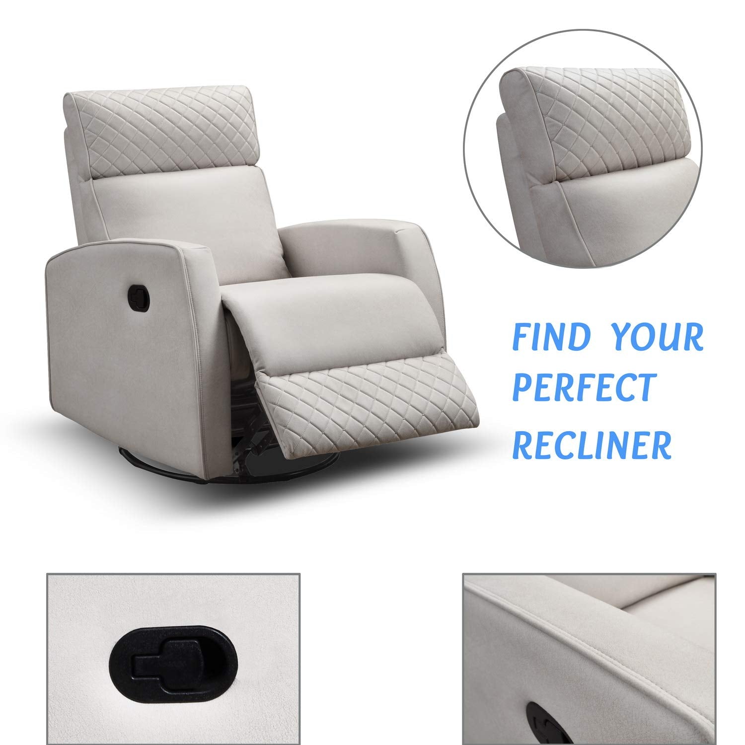 HomeRoots Air Leather - Breathing Fabric 3'.31' X 37'.4' X 39'.4' Cream Air Leather - Glider & Swivel Manual Recliner