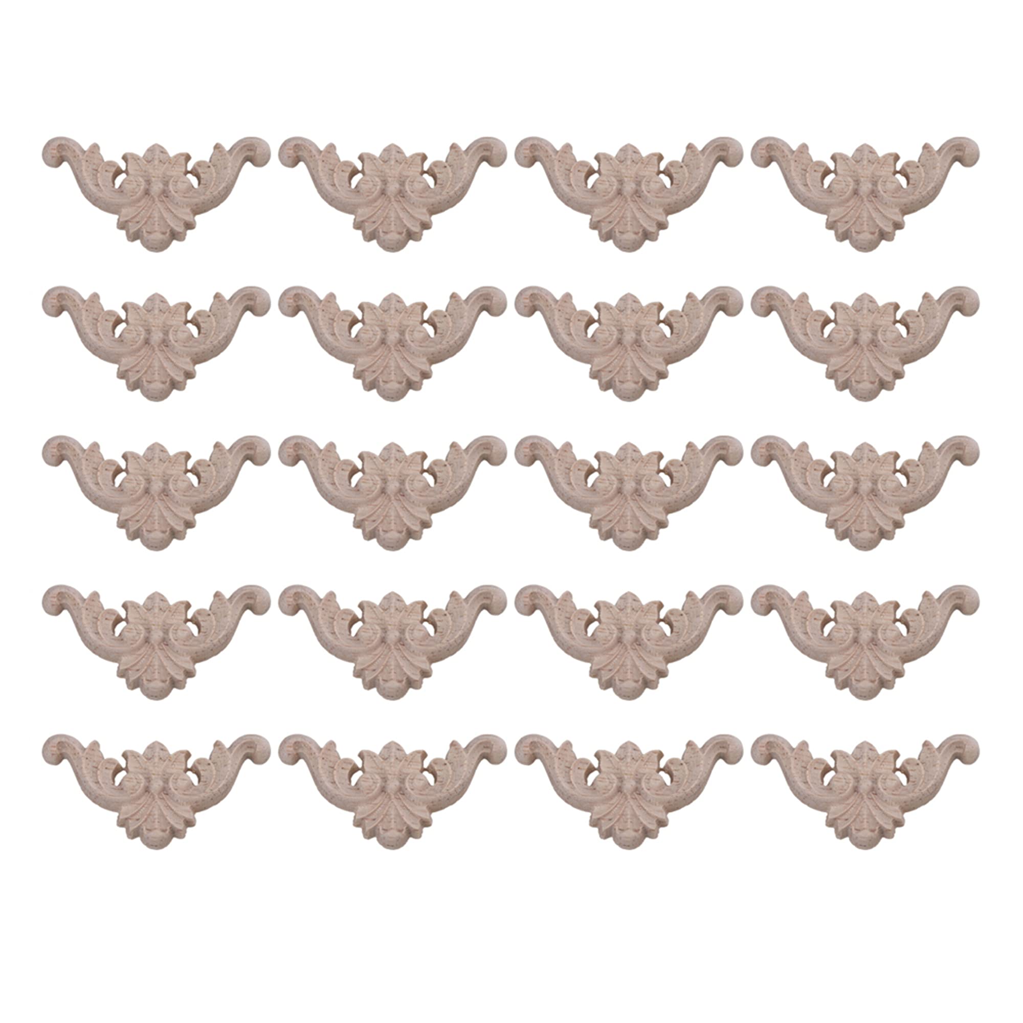 Mxfans Type C-15 Wood Carved Decal Corner Onlay Applique Flower 40x40mm Pack of 20