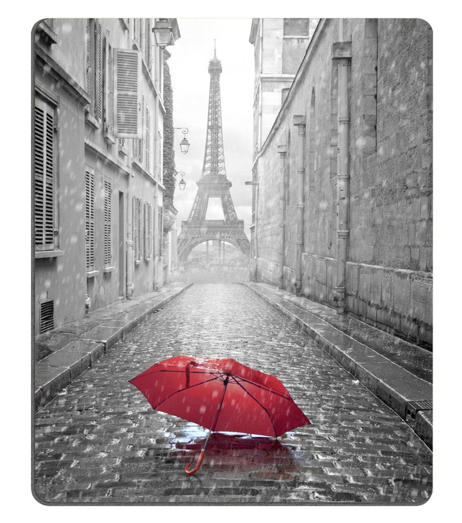 Smooffly Paris France Mouse Pad,Red Umbrella In Rain Eiffel Tower Mouse Pad 9.5X7.9 Inches Non-Slip Rubber Mouse Pad Gaming Mous
