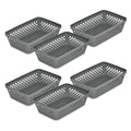 Glad Plastic Storage Basket Set - Multipurpose Drawer Trays, Kitchen Pantry Containers, And Bathroom Bins - 6 Pack Medium Organizers, Grey