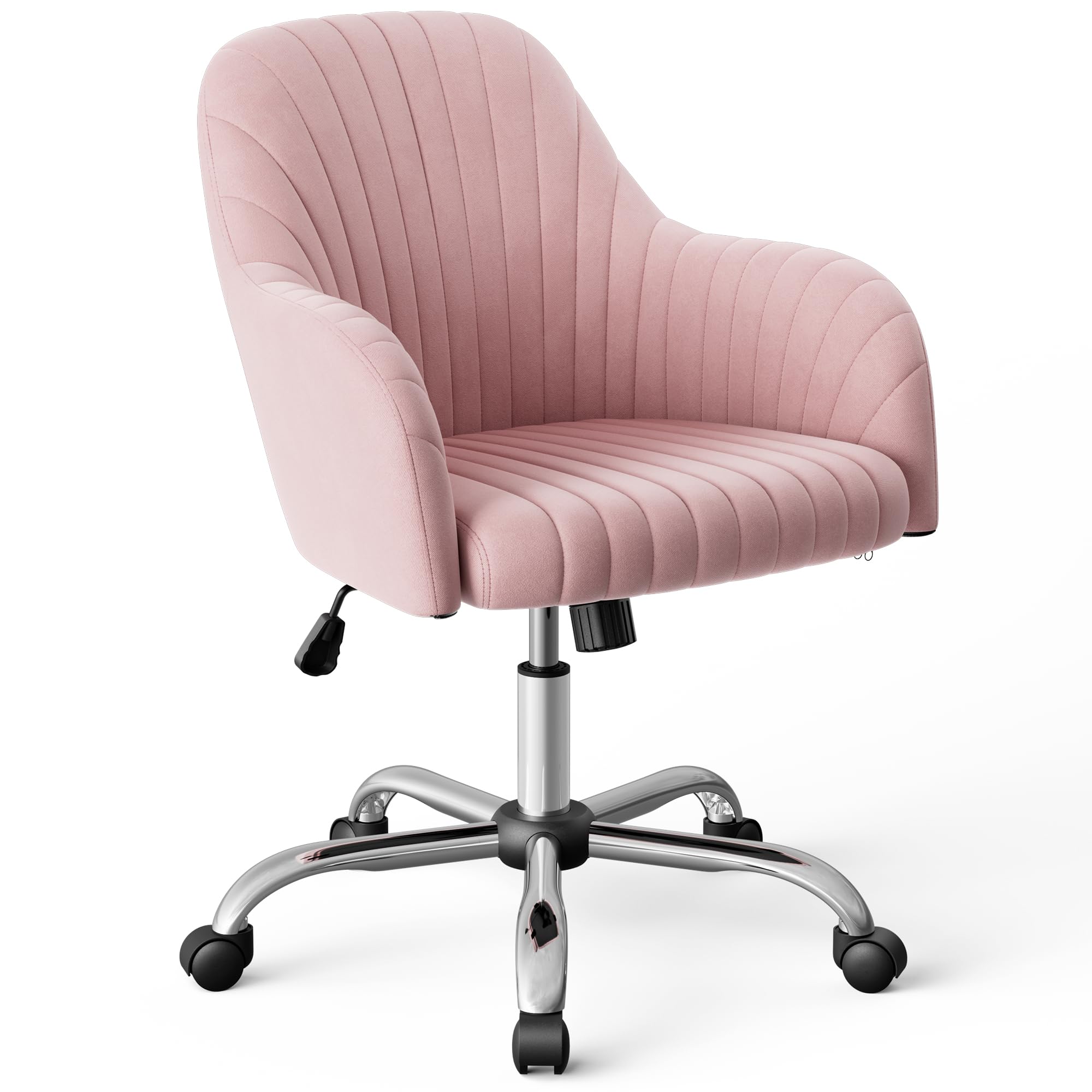 Warmiehomy Velvet Fabric Home Office Chair Comfy Vanity Chairs Adjustable 360 Swivel Upholstered Computer Task Chair Living Room