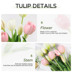 Beferr 10Pcs Tulips Artificial Flowers Faux Tulip Real Touch Tulip Fake Flowers Bouquets Arrangements For Easter Spring Flowers