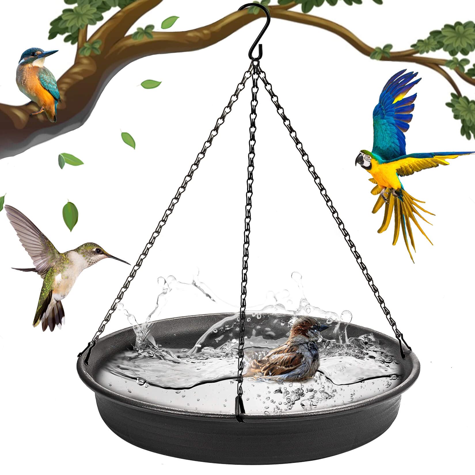 Hanging Bird Bath Hanging Bird-Feeder - Cargen Garden Bird Bat Bird Feeder Plate Hanging Tray Bird Bath Tray Hanging Bird Water