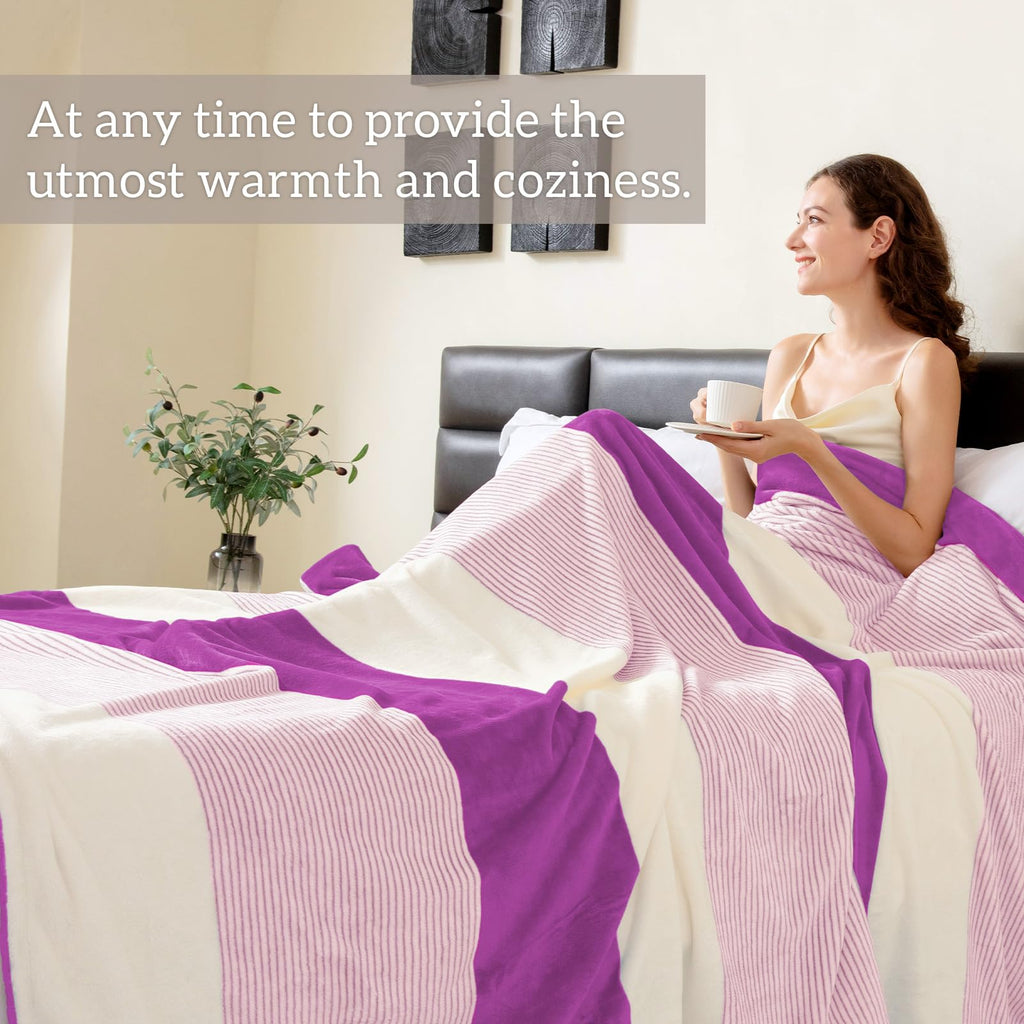 Homelike Moment Fleece Throw Blanket For Couch, Purple Soft Fluffy Blankets Throws, Fuzzy Cozy Plush Flannel Blanket For Sofa, C