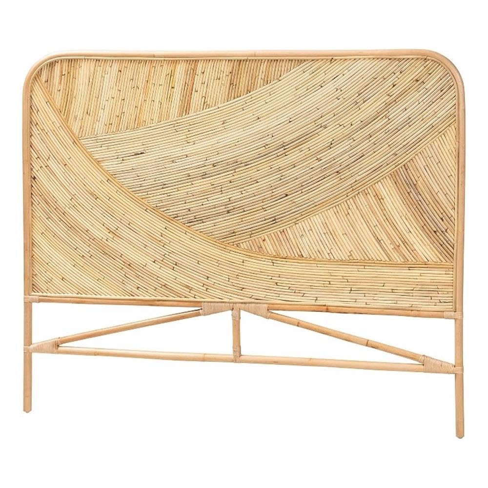 Baxton Studio Delphi Modern Bohemian Natural Brown Rattan Queen Size Standalone Headboard