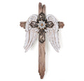BC Home Decor Angel Wings Crosses Wall D  cor, Rustic Decor Style, Decoration Gifts for Women, 12 inches H,Hand Painted by Build
