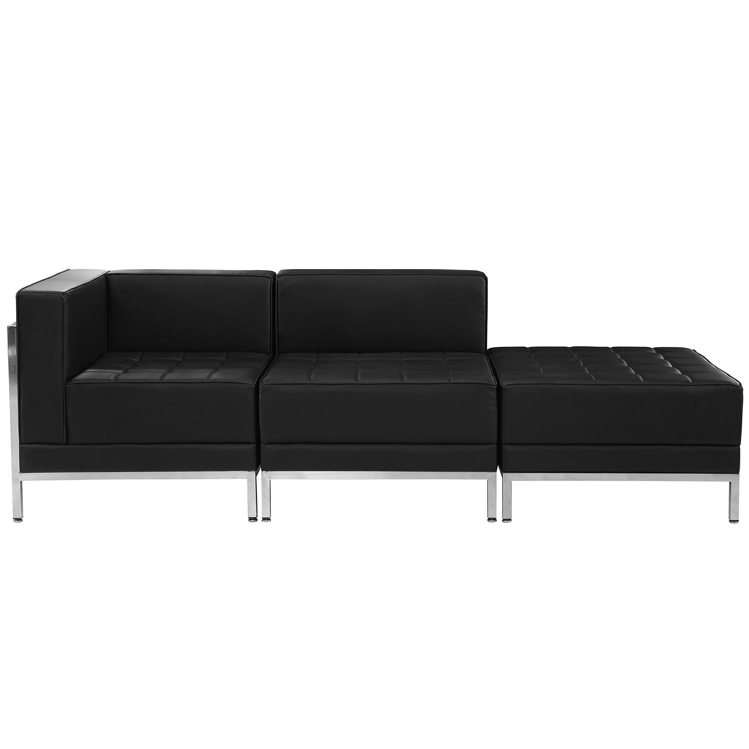 Flash Furniture HERCULES Imagination Series Black LeatherSoft 3 Piece Chair & Ottoman Set