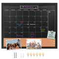 Toraso Magnetic Chalkboard Calendar Corkboard, 18' X 22' Combination Chalk Board Bulletin Board, Black Wood Framed Blackboard