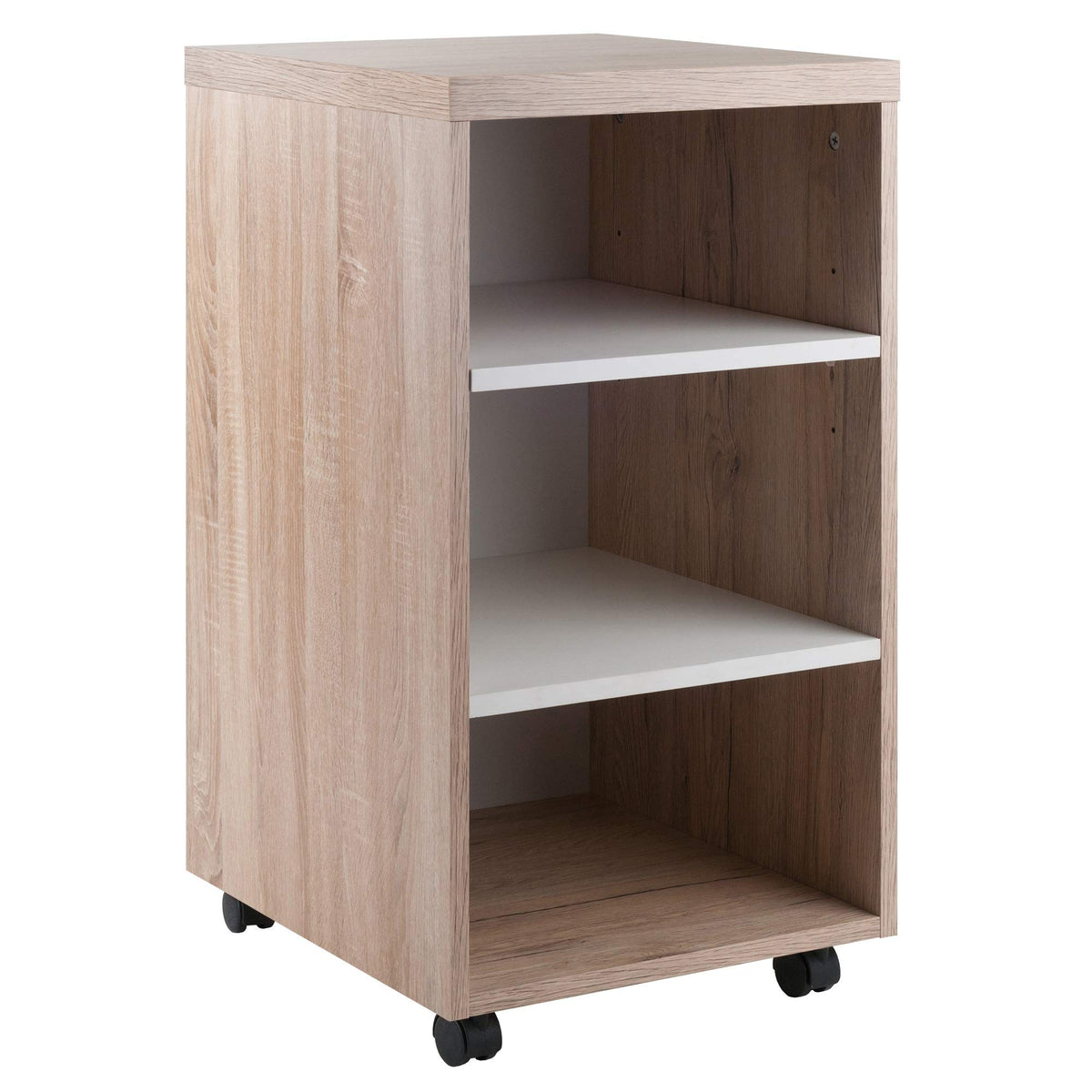 Ergode Kenner Storage Mobile Cabinet | Versatile | Contemporary Design | Easy Mobility | Reclaimed Wood Finish | Linen White Facings | 1-Drawer | Locking Casters (18333-VV)