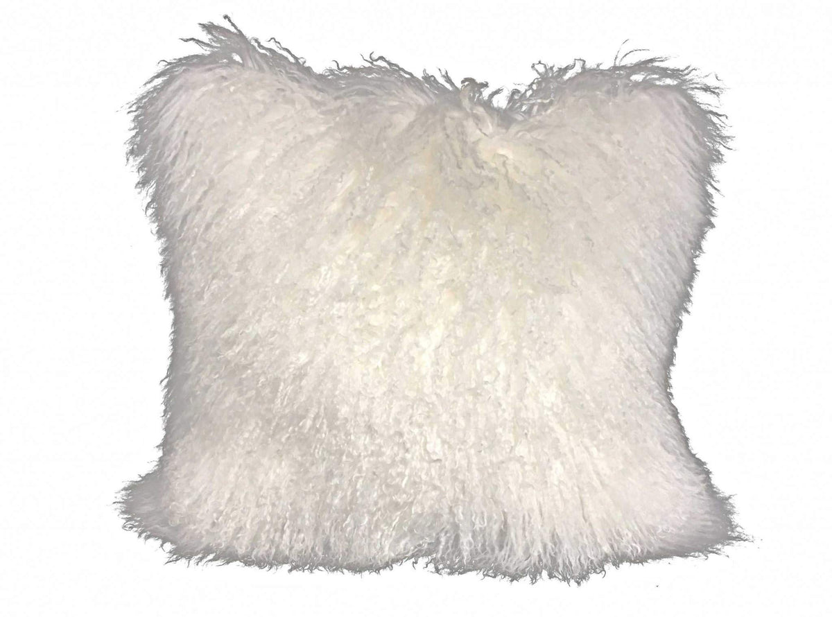 HomeRoots Genuine Tibetan Lamb Front with Microsuede Backing 24' Bright White Genuine Tibetan Lamb Fur Pillow with Microsuede Backing