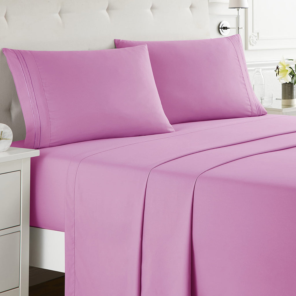 Nestl Full Xl Size Sheet Sets - 4 Piece Full Xl Size Sheets, Deep Pocket, Hotel Luxury, Extra Soft, Breathable And Cooling, Light Pink Bed Sheets For Full Xl Size Mattress