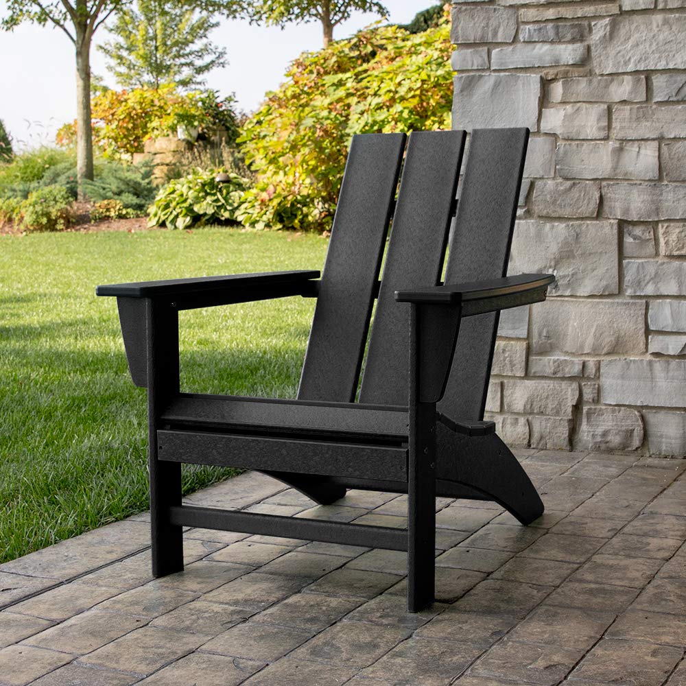 Polywood Ad420Pb Modern Adirondack Chair, Pacific Blue, Durable High Density Polyethylene Construction, Easy Assembly, Waterproof, Comfortable Contoured Seat