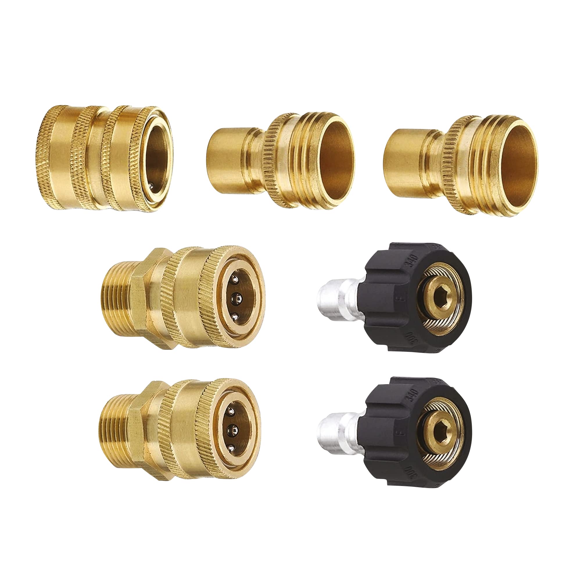 Mtm Hydro Hose Adapter 7 Piece Pressure Washer Quick Connect Fittings Kit, Brass High Pressure Couplings And Connectors Adapters