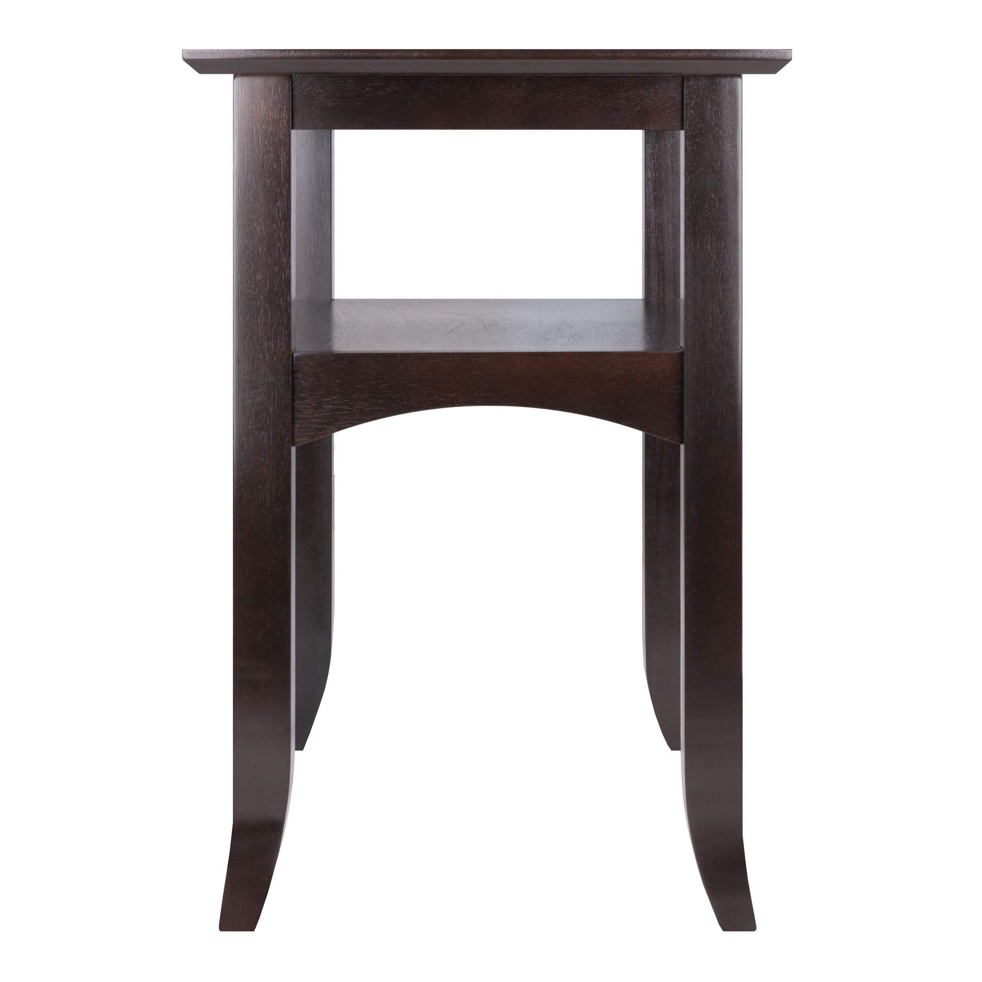 Ergode Wood Camden End Table - Coffee Finish, Solid Wood Construction, Stylish Flared Legs, Lower Shelf for Storage, Easy Assembly - 22.4' W x 17.3' D x 25.9' H